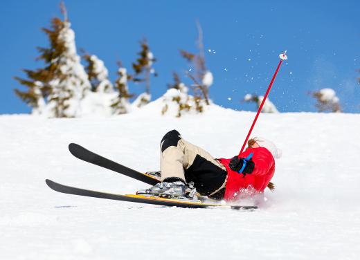 A ski helmet can help prevent injury if a skiier falls down.