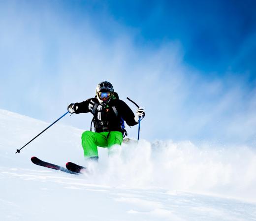 Skiers sometimes wear masks to protect against the wind and temperature.