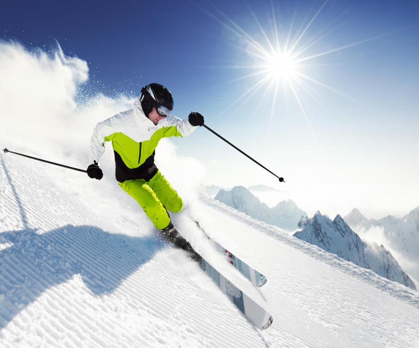 Alpine skiing involves skiing down mountains and hills.